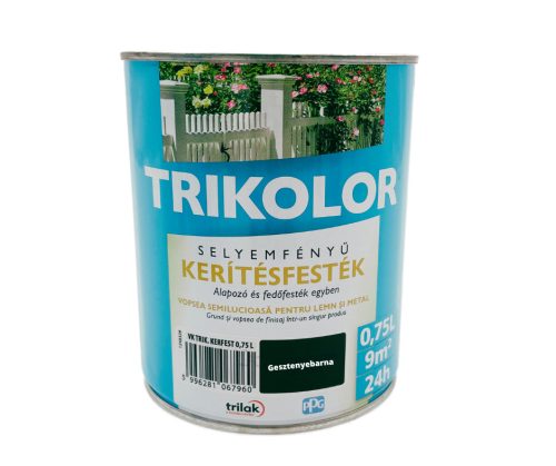 Trikolor selyemfényű kerítésfesték 2,5l Gesztenyebarna