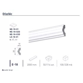 Oldalfali/mennyezeti díszléc beltéri 2m/db E18