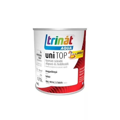Trinát Unitop vízbázisú magasfényű zománcfesték 0,75l RAL9016 L/Fehér