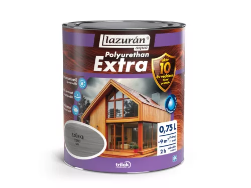 Lazurán Aqua Polyurethan Extra vízbázisú selyemfényű vastaglazúr 0,75l 2300 Szürke